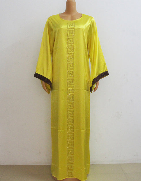 Dubai Maxi Bazin Abaya with Long Sleeves and African Design